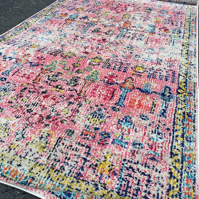 RUG #015, Vintage Faded Pink & Off White 155 x 245cm