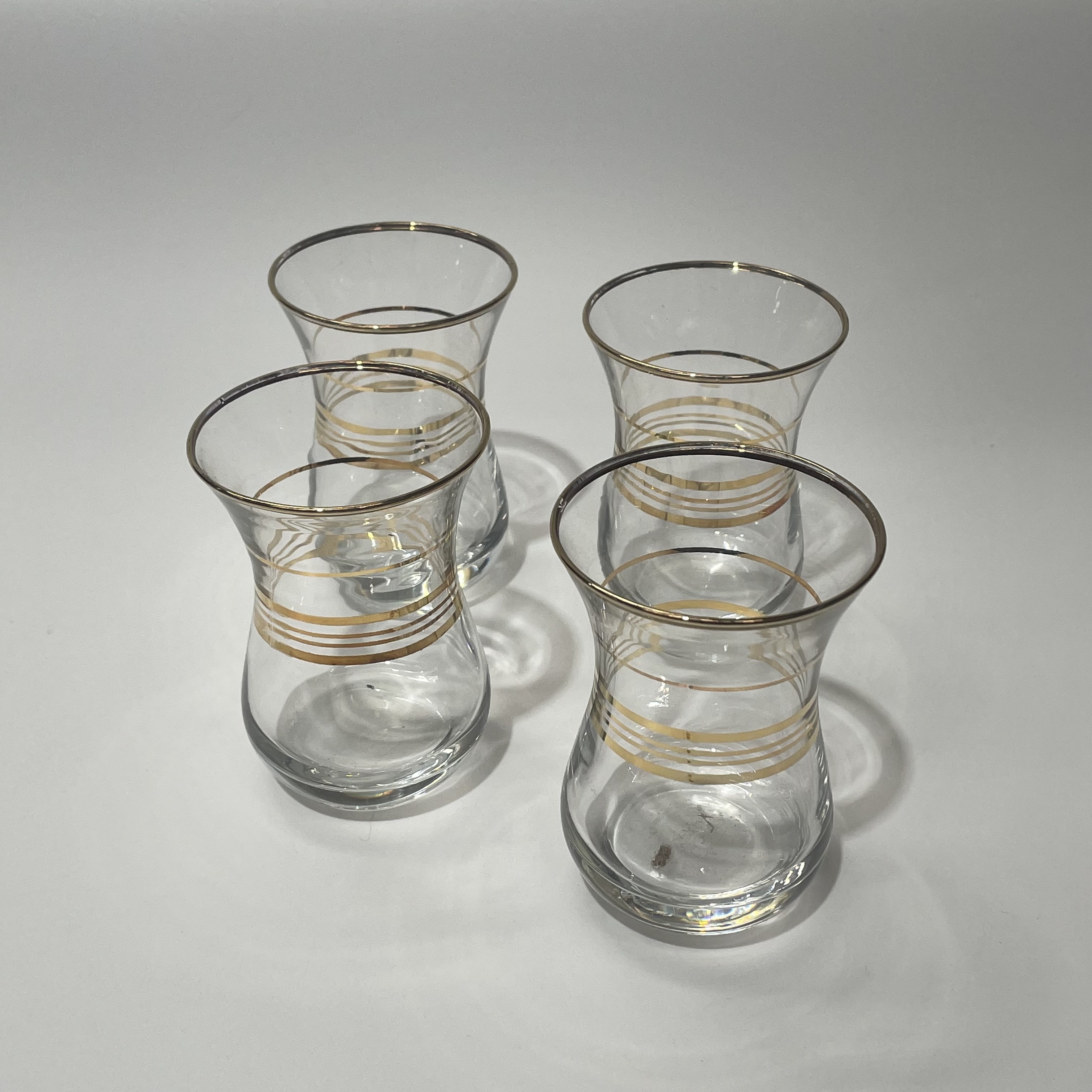 GLASS, Clear glass with gold trim, 4 piece set