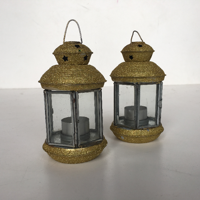 LANTERN, Moroccan - Small Gold Glitter
