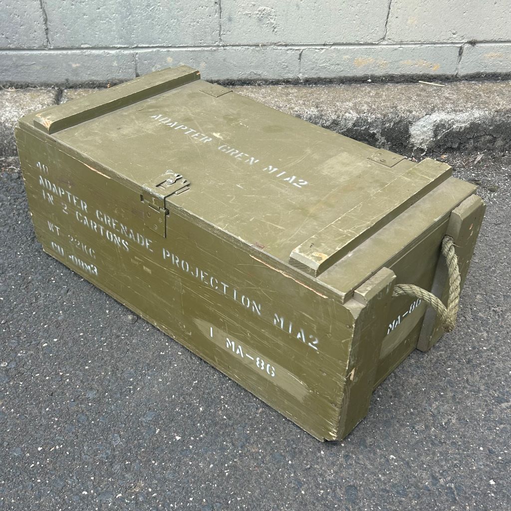 AMMO BOX, Wooden - Green (Rope Handles) 70 x 35 x 30cm