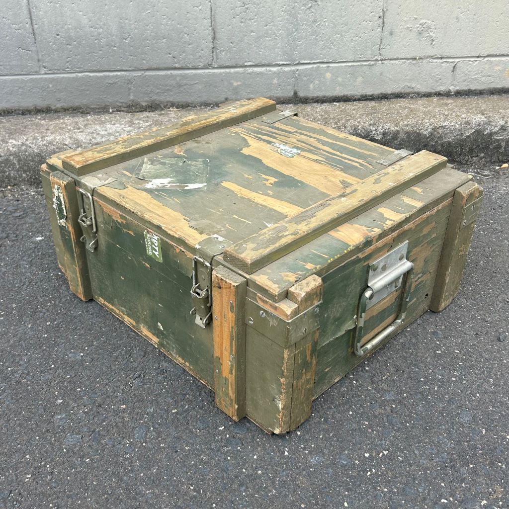 AMMO BOX, Wooden - Green ( Metal Handles ) 54 x 48 x 24cm