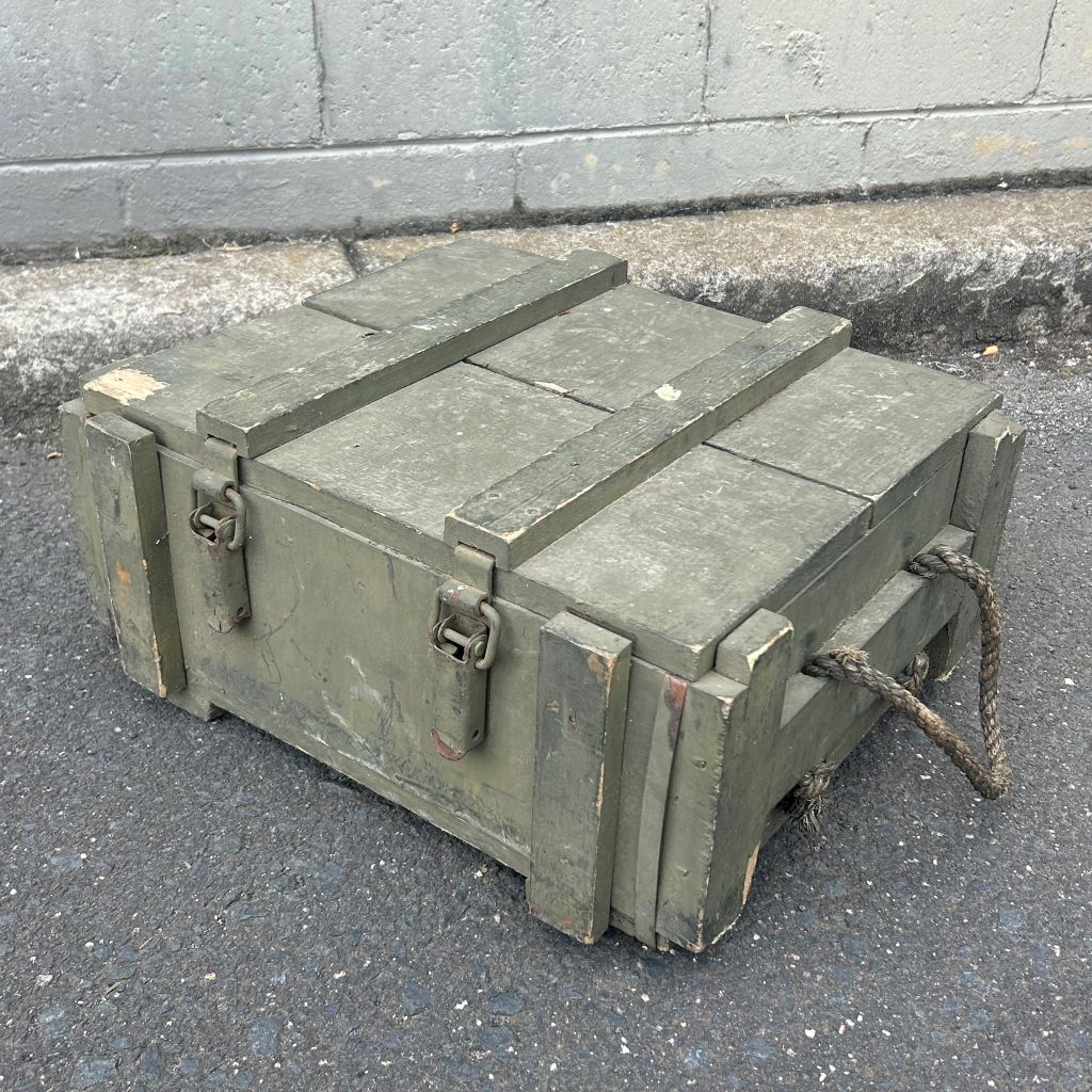 AMMO BOX, Wooden - Green (Rope Handles) 51 x 42 x 22cm