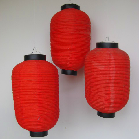LANTERN, Asian - Japanese Red Paper 25 x 40cm L