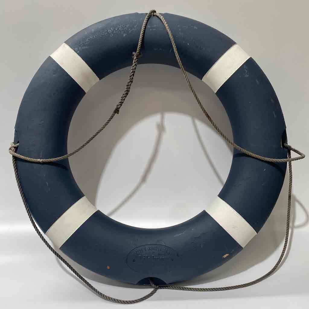 BUOY, Lifering - Vintage Navy Blue w White Bands 70cmD 
