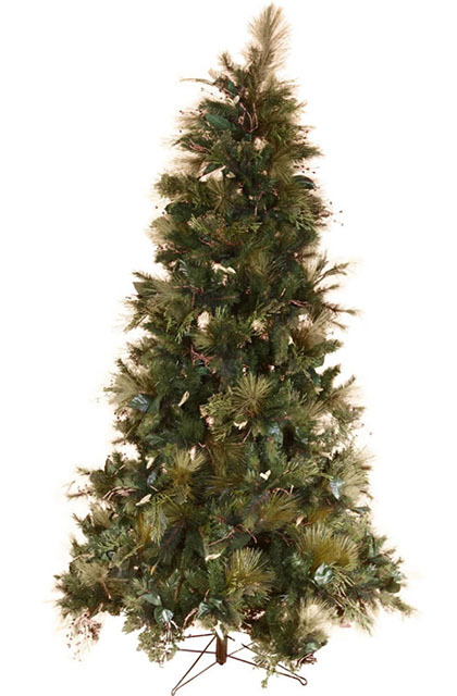 CHRISTMAS TREE, Large Green Tree w Leaf Detail - 2.1m H, CHR0001 - (with Internal Fairy Lights) 