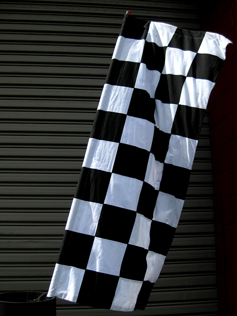 FLAG, Grand Prix and Garage on 2.4m H Poles - Black & White (Flags 60 x 150cm)