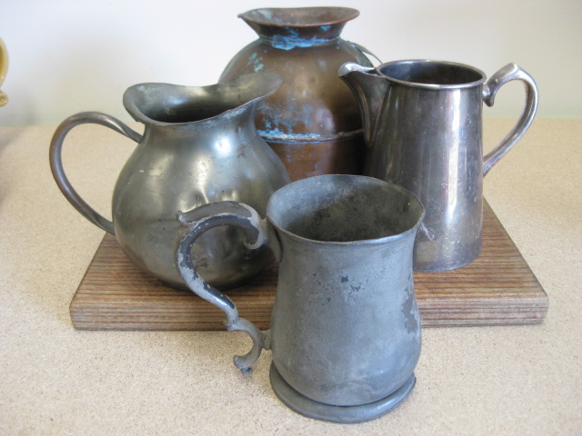 JUG, Silver, Copper, Pewter Assorted