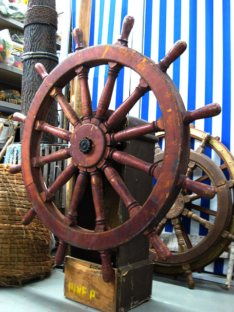 SHIP'S WHEEL, Real Timber Wheel on Stand - 1.2m Dia x 1.35m High