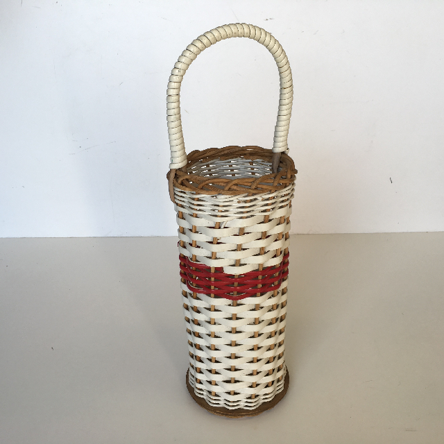 BASKET, Bottle Basket 1950s White & Red