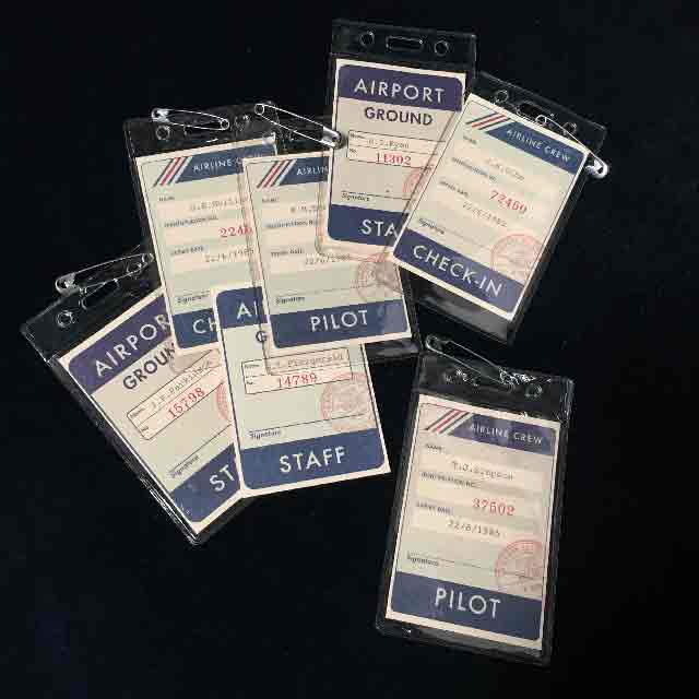 AIRLINE ID TAGS, 1980s Crew and Ground Staff IDs