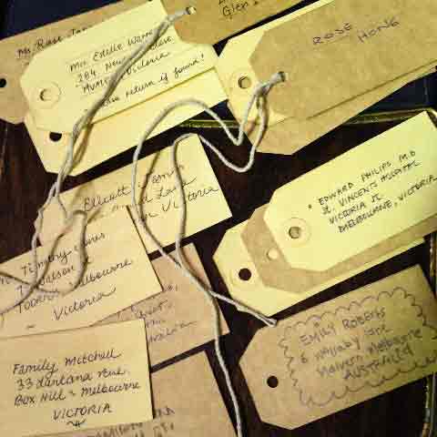 LUGGAGE TAG, Handwritten Card, Vintage Style