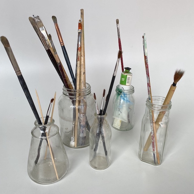 JAR, Assorted w Paint Brushes & JAR0004 - JAR, Glass w Paint Brushes - Large