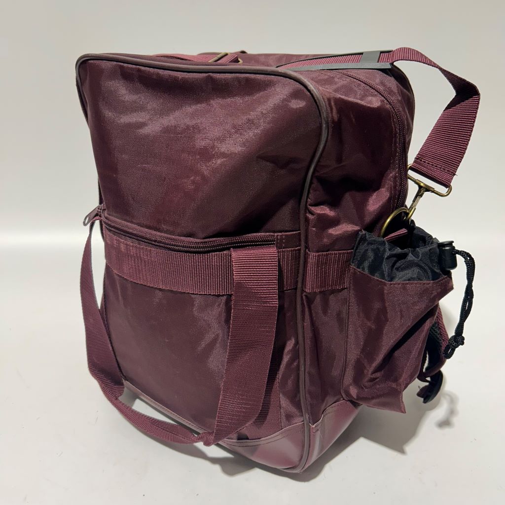 BAG, School Bag - Burgundy Backpack Square w Shoulder Strap