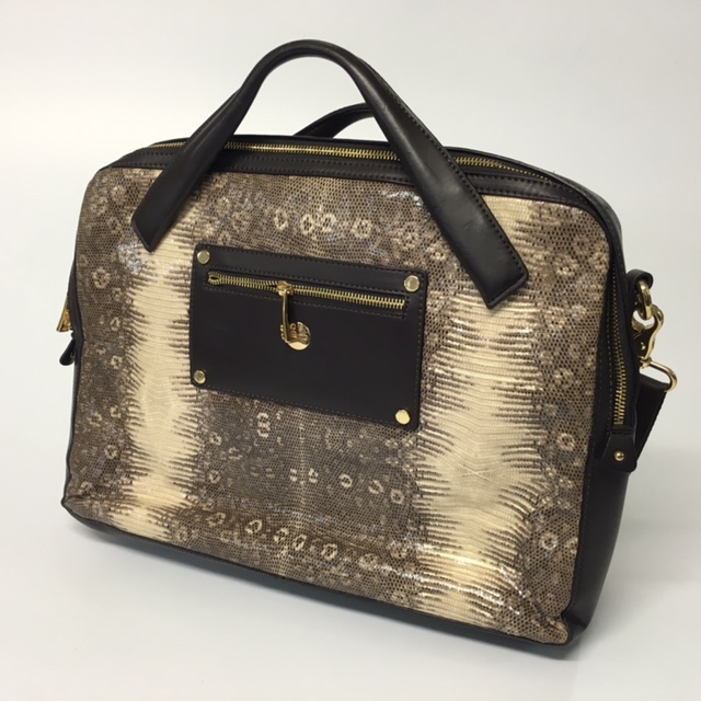 BRIEFCASE, Lady - Snakeskin w Brown Trim