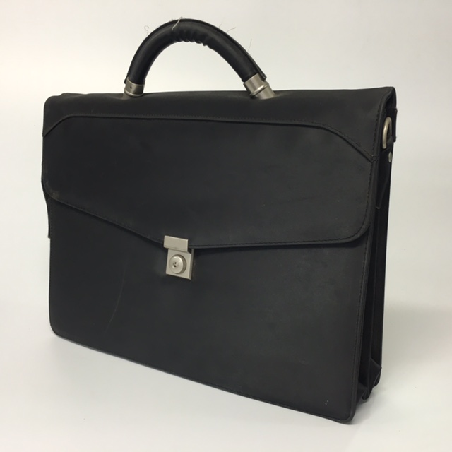 BRIEFCASE, Slimline - Black Synthetic