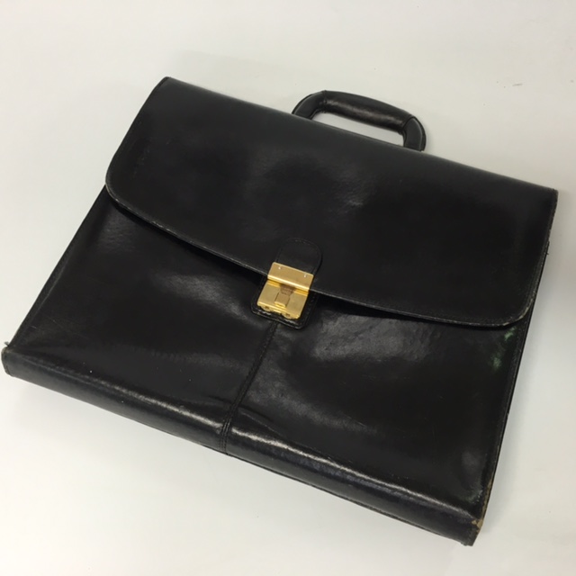 BRIEFCASE, Slimline - Black Leather