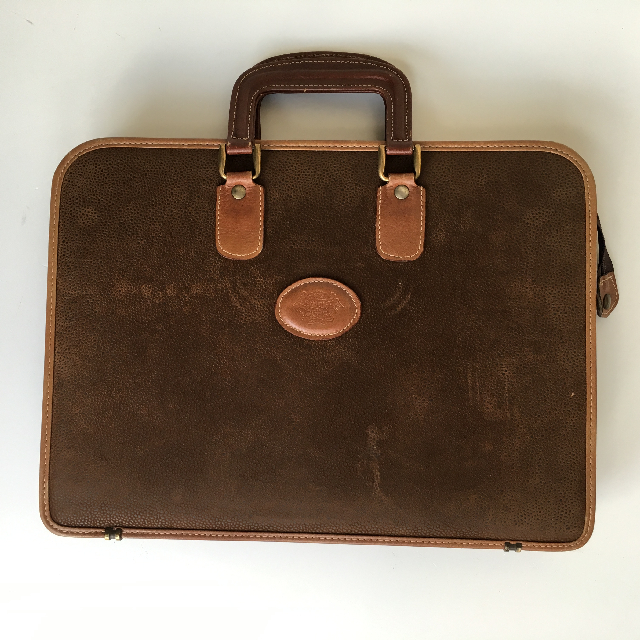 BRIEFCASE, Slimline - Brown Suede