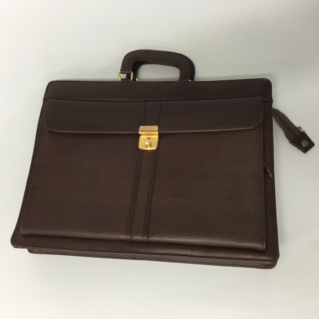 BRIEFCASE, Slimline - Brown Leather Look