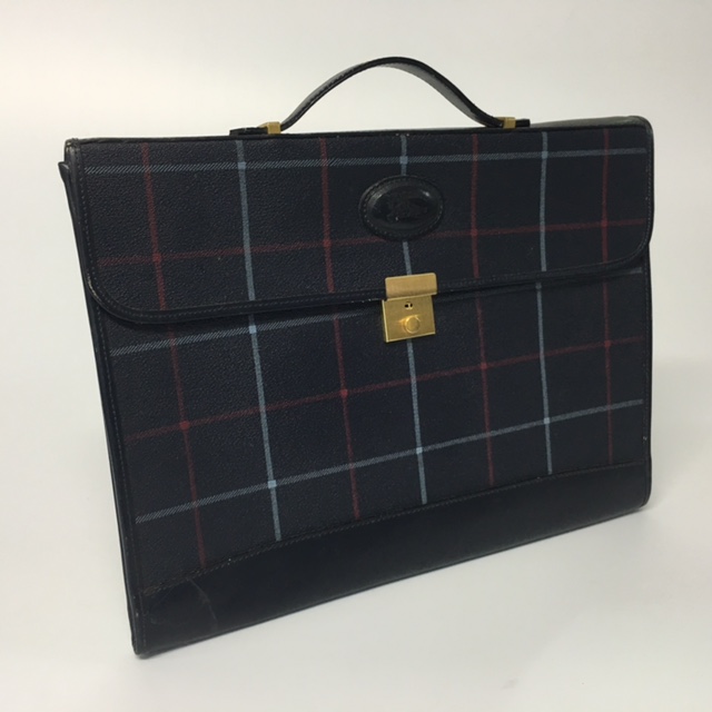 BRIEFCASE, Slimline - Navy Tartan