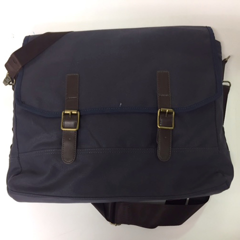 SATCHEL, Navy Canvas w Brown Trim - Contemporary