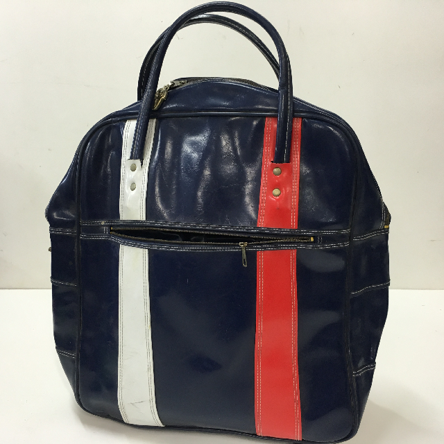 BAG, Retro Vinyl - Navy Red White Stripe