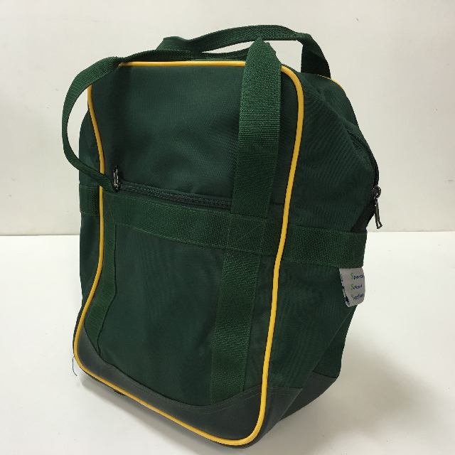 BAG, School Bag - Green Canvas w Yellow Trim (No Logo)