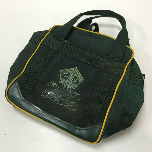 BAG, School Bag - Green Canvas w Yellow Trim (Milara High)