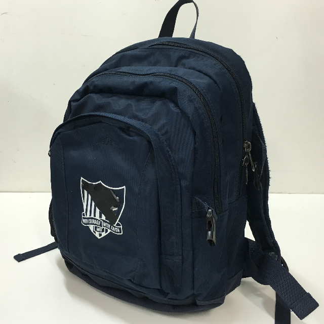 BAG, School Bag - Navy Backpack w Billinham Emblem