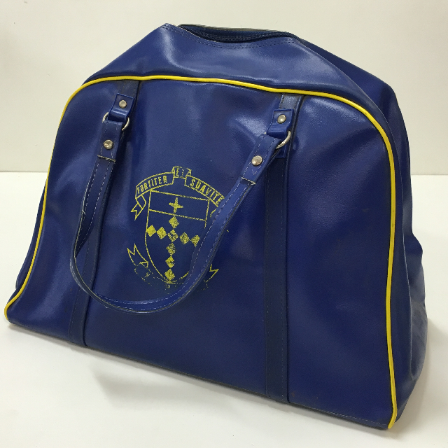 BAG, School Bag - Royal Blue Canvas Yellow Trim