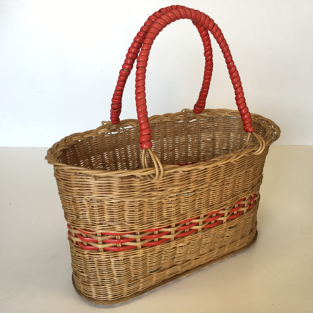 BASKET, Shopping - Vintage w Red Detail