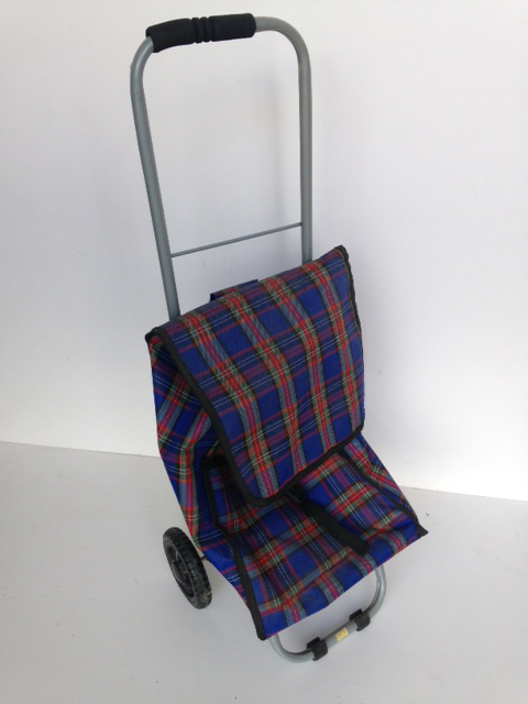 TROLLEY, Shopping Trolley - Blue Tartan