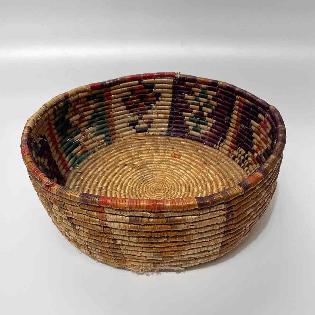 BASKET, Medium Woven, Colourful Tribal Pattern 