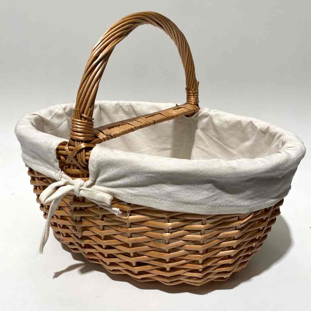 BASKET, Picnic Hamper - Open Style w Cotton Lining