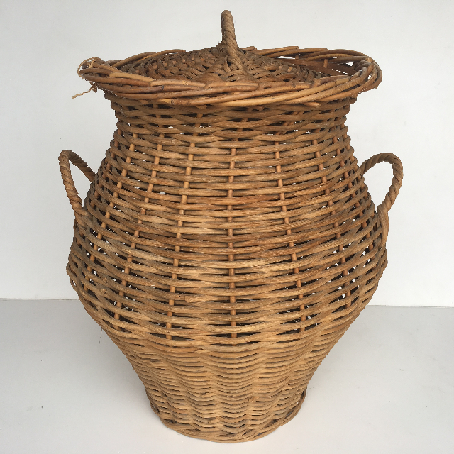 BASKET, Linen or Snake Charmer w Lid
