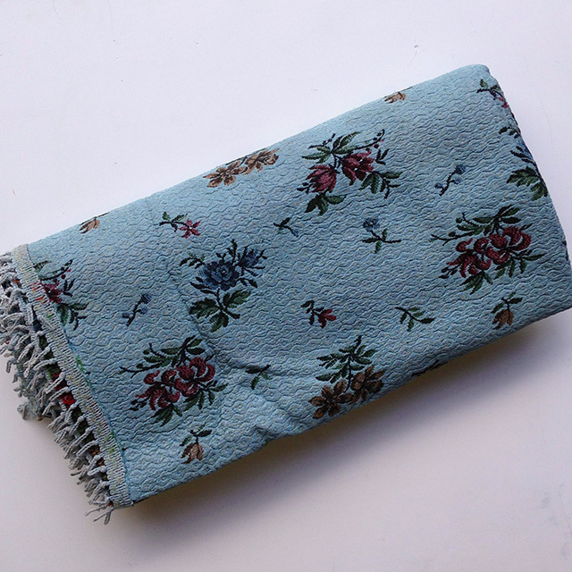 BLANKET, Bedspread - Blue Floral Brocade