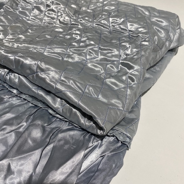 BLANKET, Bedspread - Retro Quilted Silver Blue Satin