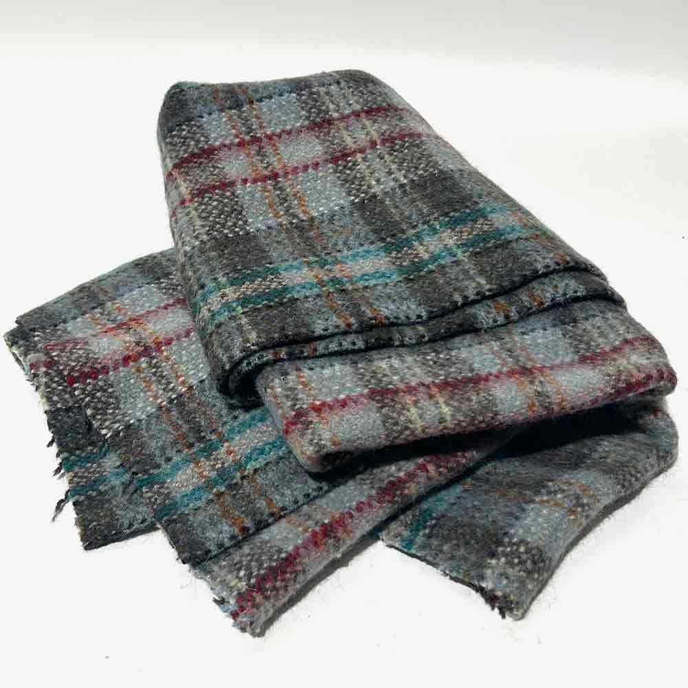 BLANKET, Picnic Blanket - Blue, Grey, Turq, Orange Wool Check