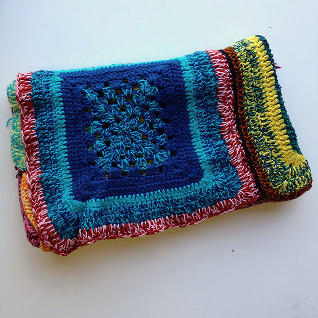 BLANKET (Throw), Crochet 1970s Patchwork
