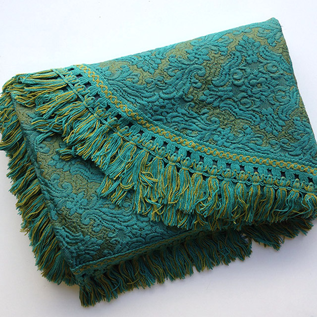 BLANKET, Bedspread - Aqua Green Floral