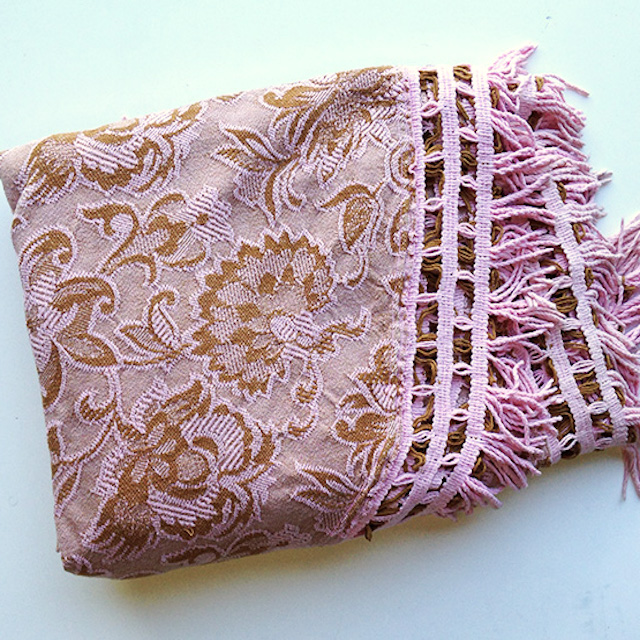 BLANKET, Bedspread - Pink Tan Floral