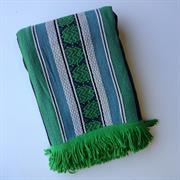 BLANKET (Throw), Green Aztec w Fringe