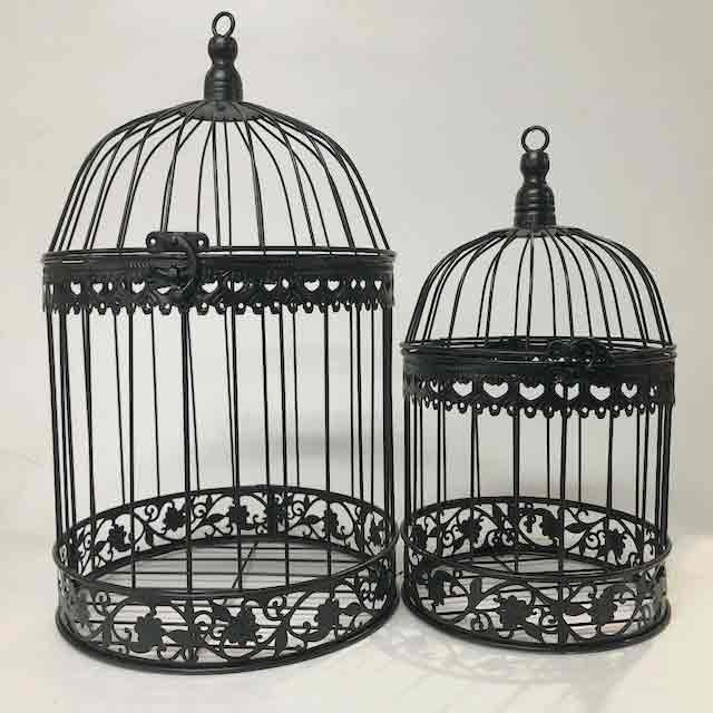 BIRDCAGE, Decorative Black Metal Round - Medium & BIR0129 - BIRDCAGE, Decorative Black Metal Round - Small