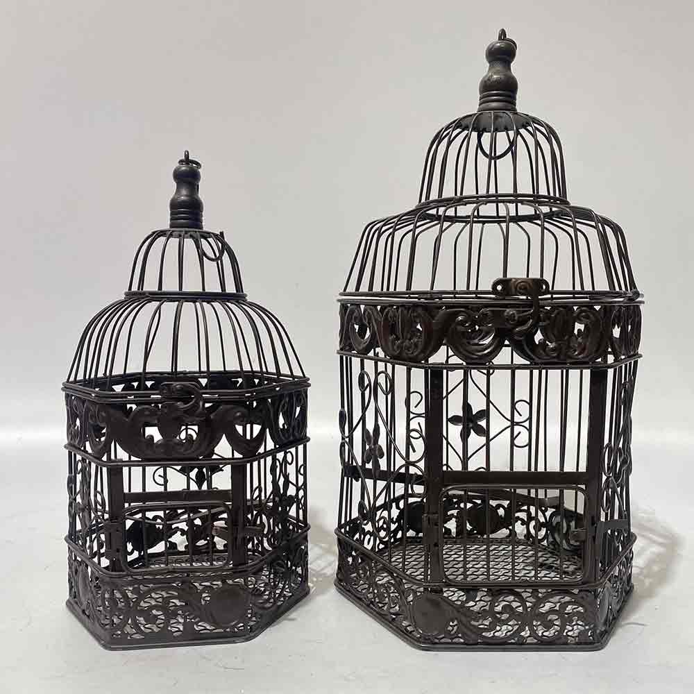 BIRDCAGE, Decorative Brown Metal Octagonal - Large & BIR0106 - BIRDCAGE, Decorative Brown Metal Octagonal - Small