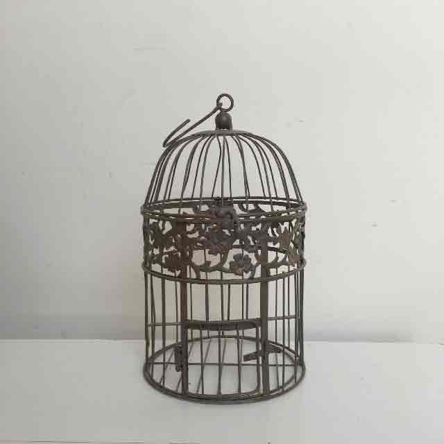 BIRDCAGE, Decorative Brown Metal Round - Small