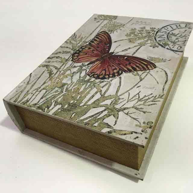 BOOK BOX, Vintage Butterfly Print 30cm