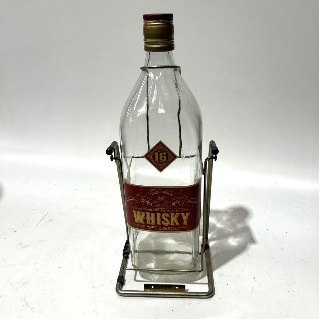BOTTLE IN STAND, Large 45cm Whiskey Bottle