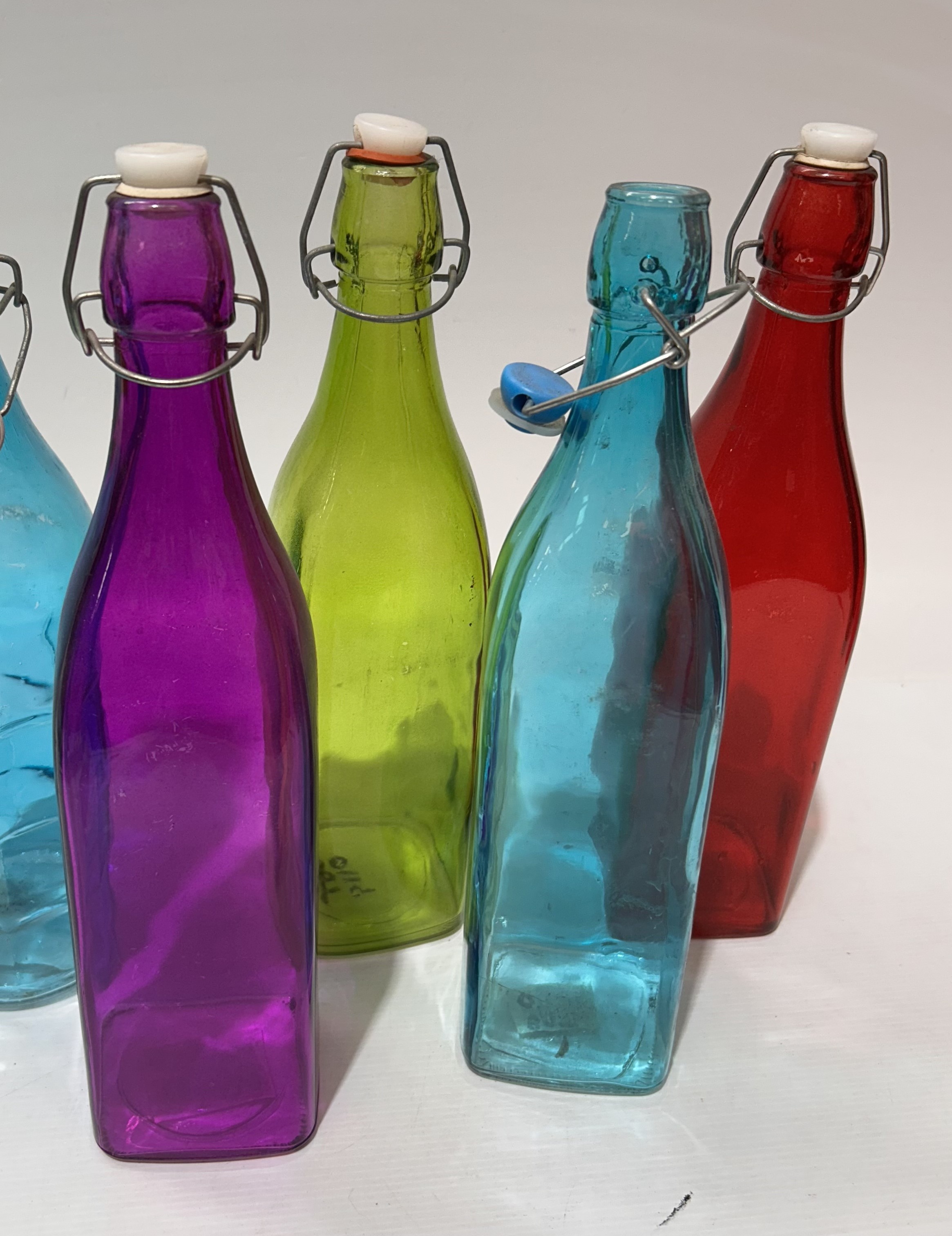 BOTTLE, Glass w Swing Top - Assorted Colours  