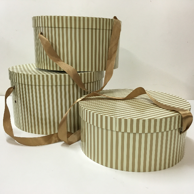 BOX, Hat Box Set of 3 - Gold Stripe