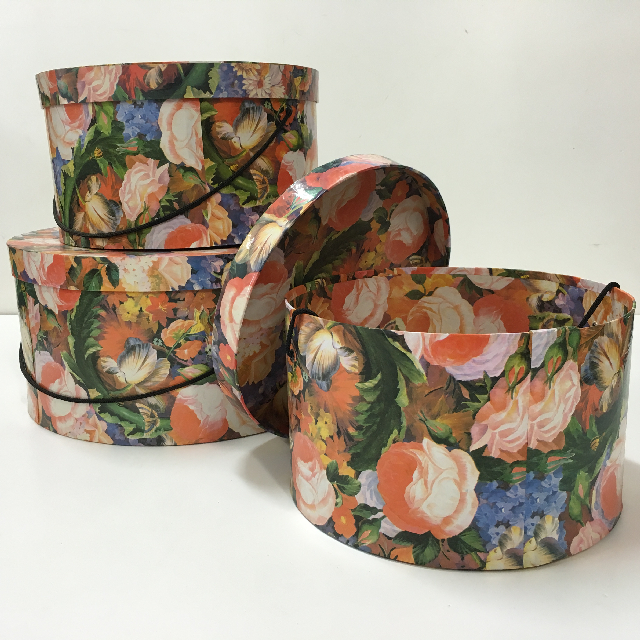 BOX, Hat Box Set of 3  - Roses