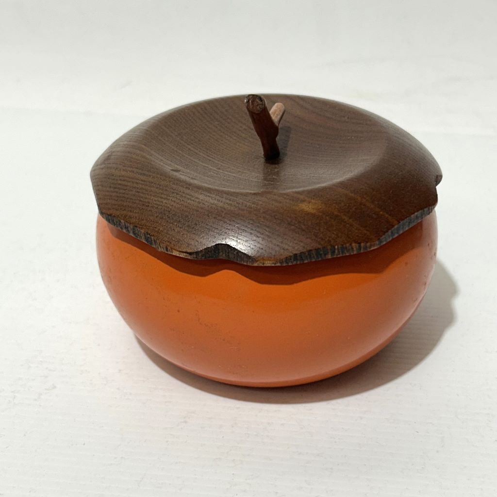 BOWL, Orange Melamine w Timber lid ( Apple shape )